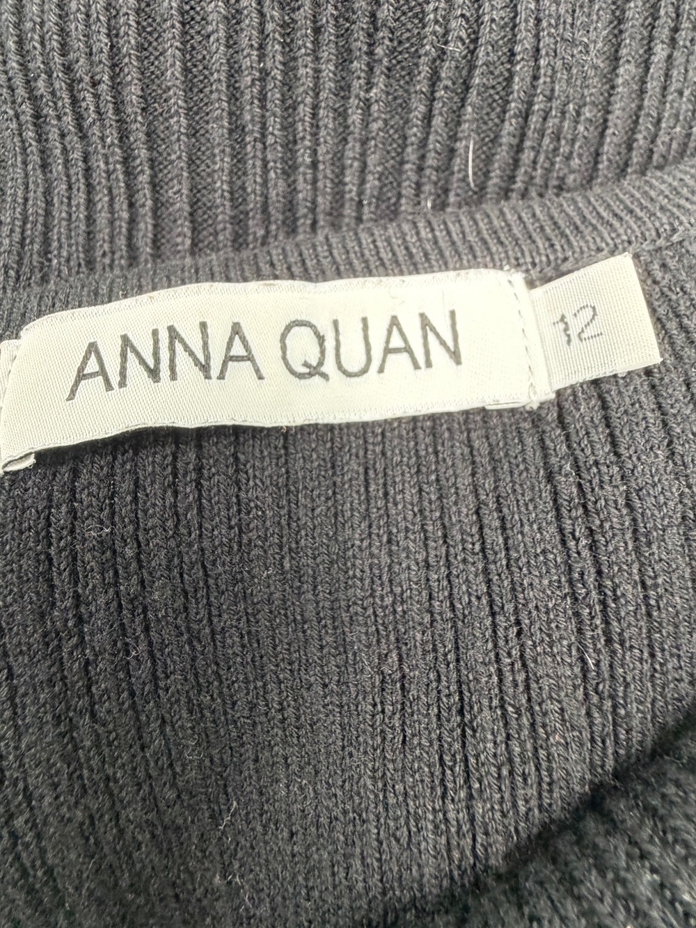 Anna Quan Vensa Rib Knit Scoop Neck Midi Dress Black Long Sleeve Size 12 - Picture 6 of 8